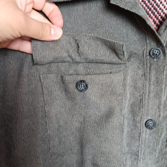 Davi & Dani Corduroy Aztec Knit Shacket Gray Size 3XL - Picture 7 of 15